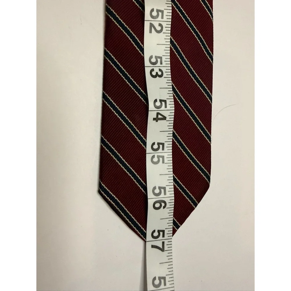 Edward Tunick Burgundy Striped Men's Neck Tie Diagonal Stripe Classic Dress Tie